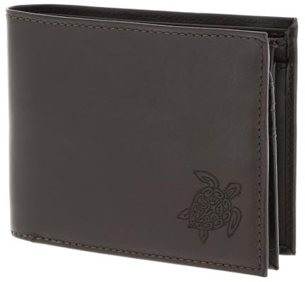 Oxmox Leder Geldbörse Leather RFID Protect Querscheinbörse Turtle 2.0 Embossed Brown Dunkelbraun