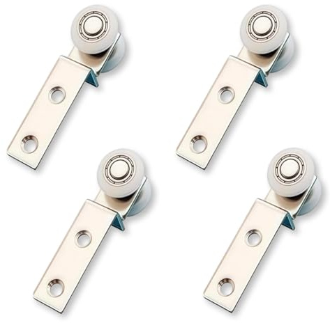 fKiZanthene 20mm Silver Alloy Sliding Door Rollers 4 Wheels for Door Rail and Slide Carrier Furniture Hardware for Shed and Pergola