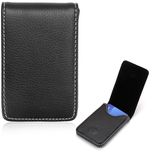 JYXNU Tarjetero de Visita en Cuero PU, Soporte Tarjetas Visita,Slim Business Card Holder para Hombres & Mujeres, Estuche Magnético Elegante, Organizador de Tarjetas de Visita Compacto(Negro)