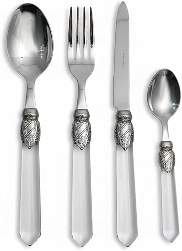 MODALYSSA Set 8 Pezzi Posate Trasparente Crystal Diamantea, Acciaio Inox 18/10, Servizio per 2 Persone, Design di Lusso Made in Italy, Stile Elegante, Moderno. Confezione Regalo.