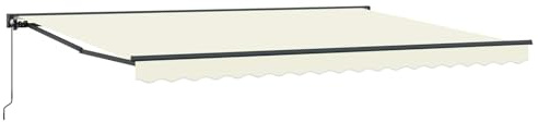 vidaXL Manuell einziehbare Markise Creme 5 x 3,5 m, Garten und Terrasse, rechteckige, Moderne, ausziehbare Markise, Perfekter Sonnenschutz, platzsparend, Polyesterstoff