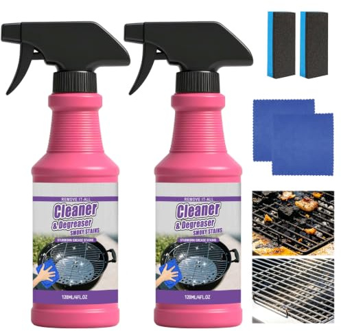 2Pcs Fast-Acting Heavy-Duty Grill Degreaser Spray, 2026 New Bbq Grill Cleaner Spray, Bbq Cleaning Spray, All Purpose Heavy Oil Cleaning Agent For Barbecue Grills,Smoky Stains,And Stubborn Grease