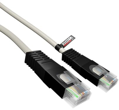rhinocables X-Over Cat5e Ethernet Cable, RJ45 Cable, Twisted Pair Crossover Cable Network LAN Cat5 Patch Lead, Coloured Internet Cable (1m, Grey)