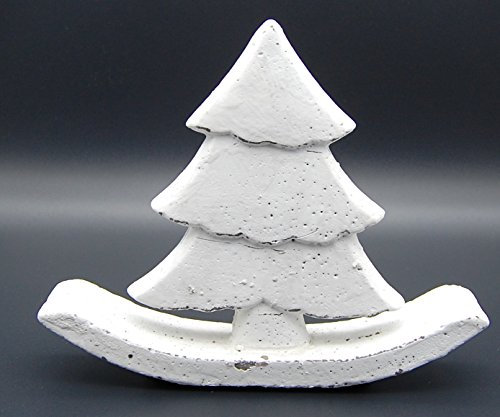Exner Weihnachtsengel, Rentier, Tannenbaum Aufsteller Figuren aus Zement weiß gewischt B 20,5 cm, H 16,5 cm, T 4,5 cm (Tannenbaum)