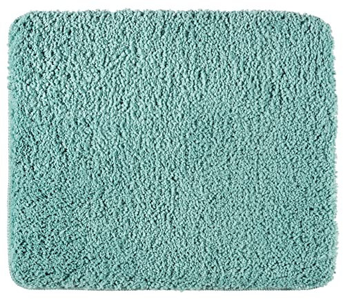 WENKO Badteppich Belize Turquoise, 55 x 65 cm - Badematte, sicher, flauschig, fusselfrei, Polyester, 55 x 65 cm, Türkis