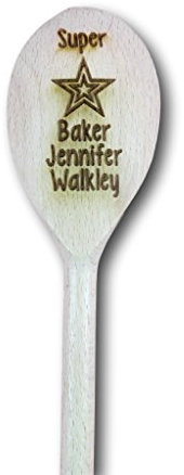 Personalised Wooden Spoon Engraved with Super Star Baker Plus Name of Your Choice ~ Unique Mother's Day Gift ~ Gift for Mum ~ Best Mum