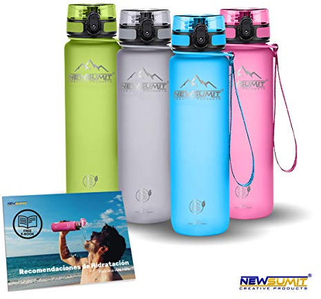 NEWSUMIT Botella De Agua Deportiva Superior - BPA Free Tritan - Todo Uso (1000ml - 34oz, Azul)