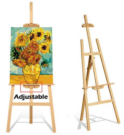 Artist Wooden A-Frame Easel - Adjustable Height Foldable Floor Standing Tripod for Painting & Sketching - Easy to Assemble (1500mm)