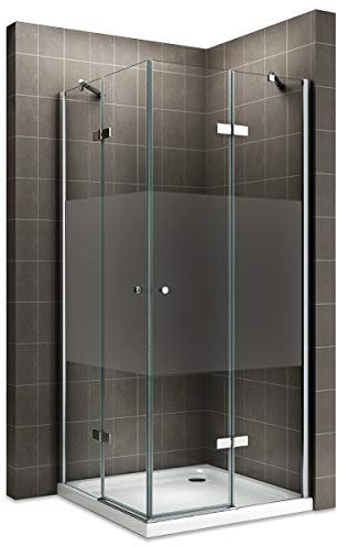 MAYA Cabine de douche H 180 cm verre semi-opaque 75 x 75 cm