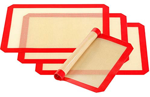 Rosenstein & Söhne Dauerbackfolie Silikon: 4er-Set Antihaft-Dauer-Backmatten aus Silikon, 30 x 40 cm, BPA-frei (Backfolie, Silikonmatten, Kühlschrank)