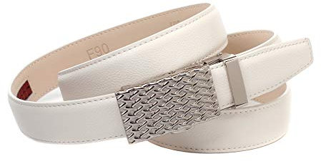 Anthoni Crown Damen Ledergürtel Gürtel, Weiß, 90
