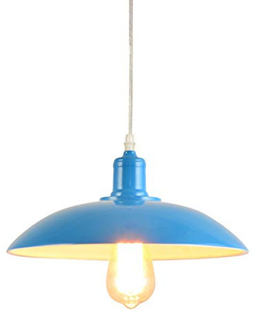 Mengjay modern nordisch industriell Hängelampe Vintage Pendelleuchte Deckenleuchte E27 Retro Industrie Pendellampe Stil Industrial Metal Beleuchtung DIY Installatio(Blau)