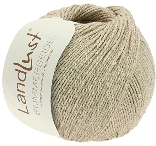 LANA GROSSA Landlust Sommerseide | Feines & leichtes Baumwoll-Seidengarn | Handstrickgarn aus 50% Seide & 50% Baumwolle | 50g Wolle zum Stricken & Häkeln | 170m Garn FB 32