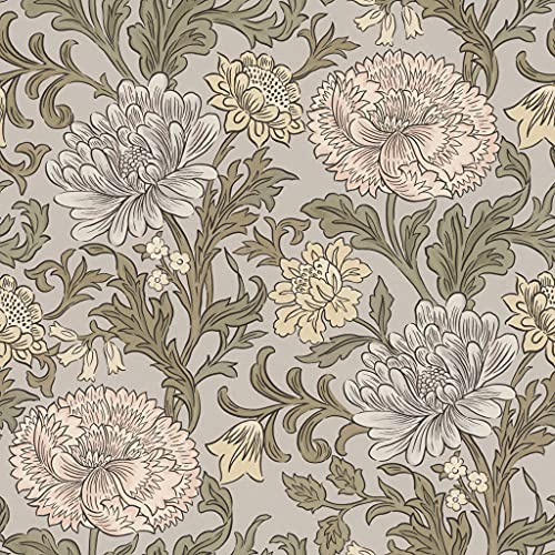 Rasch Tapeten 553123 - Bunte Vliestapete aus der Kollektion Salisbury mit Blüten Motiv in unterschiedlichen Farben auf Hellgrauem Hintergrund mit leichter Struktur – 10,05m x 53cm (L x B)