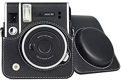 Camera Case for Fujifilm Instax Mini 40 Case, Leather Camera Case with Removable Shoulder Strap (Black)
