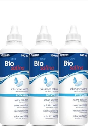 Oftyll Biosalina - Spülung und Befeuchtung von Kontaktlinsen. Kochsalzlösung mit Kalium - Tripack 3 x 100 ml