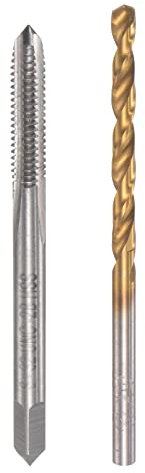 sourcing map 8-32 UNC Gewindebohrer gerade Nut 3,4mm Spiralbohrer Set titanbeschichtet 6542 Hochgeschwindigkeitsstahl Bohrer Maschinen Gewindebohrer