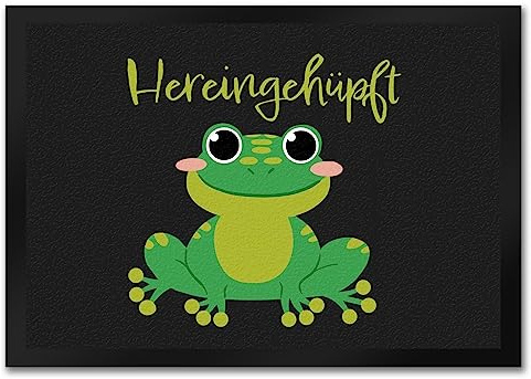 speecheese Hereingehüpft Fußmatte in 35x50 cm mit süßem Frosch als hübsche Einladung ins eigene Zuhause oder vor dem Kinderzimmer um alle willkommen zu heißen