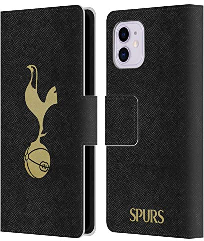 Head Case Designs Officially Licensed Tottenham Hotspur F.C. Black And Gold Badge Leather Book Wallet Case Cover Compatible With Apple iPhone 11