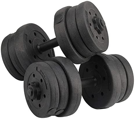 Trintion 20kg Adjustable Dumbbell Set Hand Weight Strength Lifting Training Barbell Gym Dumbellsweights with Connecting Rod Exercise Equipment for Home Workout Men/Women Black