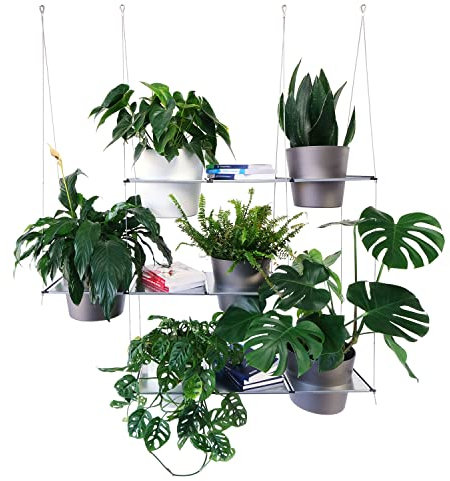 bellissa FILO Pflanzen Hängeregal Komplett Set 3 - schwebendes Gartenregal für Töpfe mit Blumen & Pflanzen - Hängendes Regal für Balkon - Outdoor - Innen