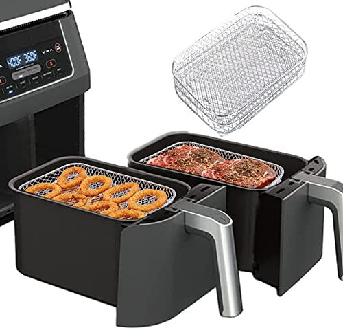 Air Fryer Rack Zubehör für Ninja Foodi 3 Edelstahl Grillrost Schicht Rack Korb Dörrator Mehrzweck-Zubehör Kochregal für Backofen Mikrowelle Backen und Braten