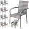 Casaria® Polyrattan Gartenstuhl 8er Set Stapelbar Höhenverstellbar 160 kg Belastbarkeit Armlehne Garten Balkon Terrasse Stapelstuhl Gartensessel Grau