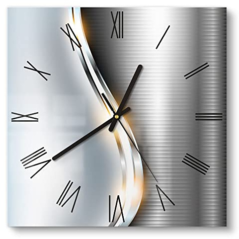DEQORI Glasuhr | 30x30 cm | Motiv Elegantes Vektordesign | ausgefallene leise Design Uhr aus Glas | Wanduhr für Wohnzimmer & Küche | moderne Hingucker Uhr für die Wand