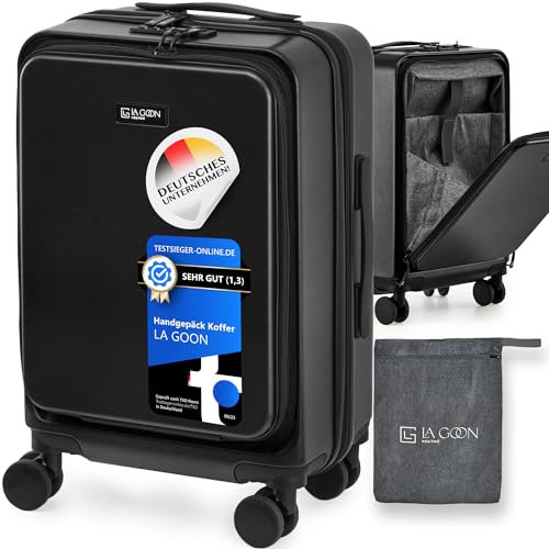 LA GOON Handgepäck Koffer - 100% PC (Polycarbonat) - Laptopfach - Fronttasche - Business - Rollkoffer Handgepäck [TSA Zahlenschloss] Carry-Ons, Trolley