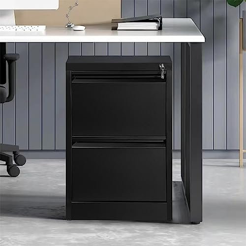 Panana Modern 2-Drawer Locking Heavy Duty Under Desk File Cabinet Metal Storage Cabinet Chest of Drawers Side Table,White,W45.8xD62xH72.1cm