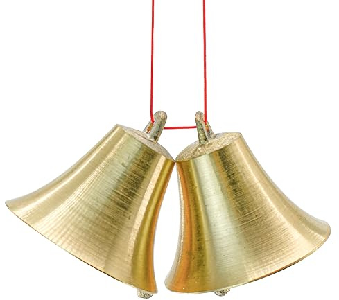 MrMrKura 2 campane da appendere in ottone stile vintage, campanelli da porta, campanelli in ottone lucido, per fai da te, elefante, cane, cammello, giardino, albero di Natale, decorazione campane