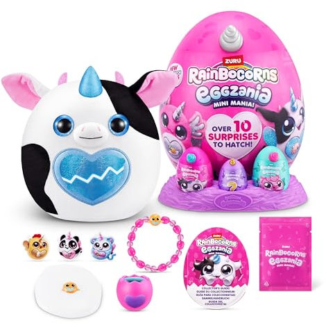 Rainbocorns Eggzania Mini Mania, Cow, by ZURU Plush Surprise Unboxing with Animal Soft Toy, Idea for Girls with Imaginary Play (Cow)
