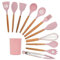 Kitchen Utensil Set, 12 Piece Silicone Cooking Utensils Heat Resistant Kitchen Tools, Non-Stick Baking Cooking Spoon Tools (Pink)