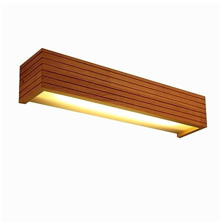 Wandleuchten Rechteckige Wandleuchte aus Massivholz Japanischer Stil Gestreifte Holz Wandleuchten Wandleuchte for Schlafzimmer Nachttisch Bad Spiegel Scheinwerfer Bauernhaus Büro Treppe ( Color : Warm
