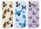 RUMDEY 3 Pack Aesthetic Butterfly Girls Woman Phone Case for Apple iPhone 14 Pro Max 6.7 inches, Matte Soft Slim Shockproof TPU Bumper Cover for iPhone 14 Pro Max with Design, Blue&Purple&Beige