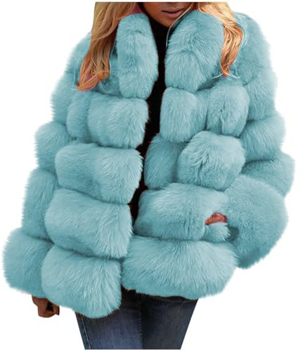 Dicke Fellmantel Damen Elegant Einfarbig Winterjacke Warme Kunstpelze Mantel Pelzmantel Lang Steppjacke Winter Kunstfell Jacke Langarm Felljacke Große Größen Pelzjacke Übergangsjacke Wintermantel 4XL