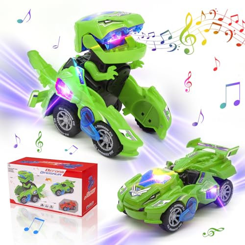 KJIXYUNG Voiture télécommandée électrique à Motif de Dinosaure transformée, Voiture télécommandée sans Fil avec Musique