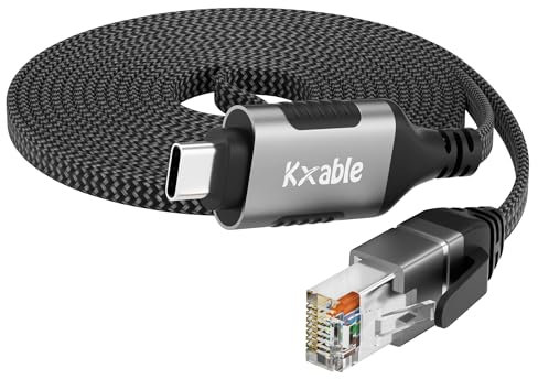Cavo piatto da USB C a Ethernet, 3 m, antigroviglio da RJ45 a USB di tipo C, direttamente collegato, rete LAN Gigabit, OFC, per MacBook Pro, iPad Pro, iPhone 15, Galaxy, laptop, super sottile, OD: 2 x