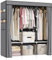 OPPAIYA Canvas Wardrobe, Portable wardrobe Pop up wardrobe, Versatile Fabric Wardrobes with 3 Storage areas and 3 Hanging Rail、8 Side Bags, Great Clothing Wardrobes with wardrobes for bedroom