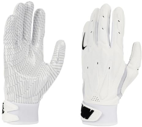 Nike D-Tack 7.0 Lineman Football Gloves (White | White | Black, Large)