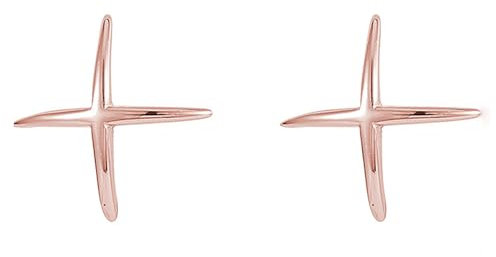 Reffeer 925 Sterling Silber Buchstabe X Ohrstecker für Damen - Piercing Ohrringe (C-Roségold)