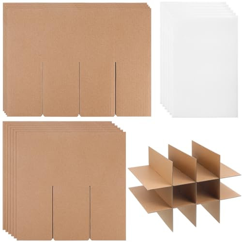 iplusmile 2 Sets Glass Divider Packing Kits, Glass Packing Box for Moving, Wine Glassware Dish Packing Corrugate Dividers with 24 Foam Pouches Fit 16x12x12 Inch Packaging Box