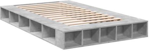 VidaXL Cadre de Lit Double de Rangement en Bois d'Ingénierie - Gris Béton 120x190 cm - Meuble de Chambre à Coucher