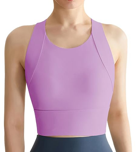 Ruowuhen Damen Sport Tank Top Ärmelloses Tanktops Workout Yoga Oberteile Fitness Tops Fitness Sporttop mit Built-in BH Aloe Violett XXL