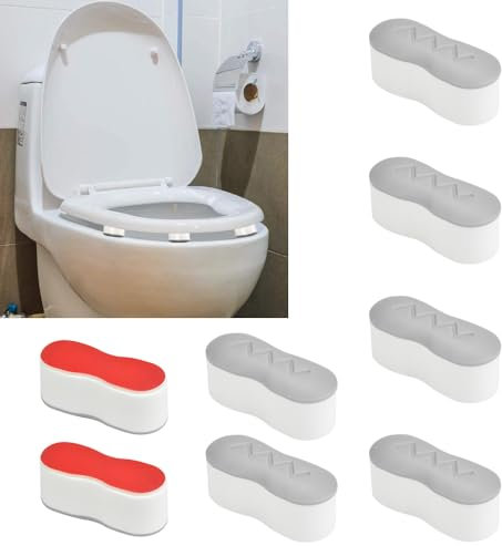 LPAMABA 8 Pezzi Paracolpi Copriwater con Adesivo Paracolpi Sedile WC Distanziali Antirumore Paraurti per Sedile Universale Guarnizione del Sedile del Water in Plastico per Toilette (Bianco)