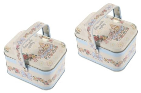 ABOOFAN 2pcs Tinplate Cookie Tin Metal Candy Box for Holiday Biscuit Storage Festive Decor