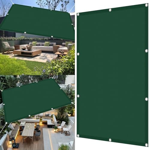Sonnensegel Wasserdicht 360 x 575 cm Rechter Winkel Sonnenschutz Markise Uv-Schutz 98% Reißfest, Ohne Bohren, inkl Seil Schattenspender Garten Balkon Terrasse, Dunkelgrün