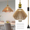 Lustre en Corde de Chanvre 5.1M, Suspension Luminaire en Laiton Vintage avec Abat-Jour en Corde de Chanvre Tressé, Douille E27 avec Interrupteur, DIY Lampe Suspendue Industrielle pour Salon Chambre