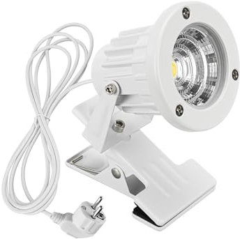 FSLiving Projecteur LED 5W avec cordon de 3m, spot LED extérieur avec pince, IP65 étanche, blanc froid, pour éclairage de piscine, arrière-cour, garage, couloir, blanc