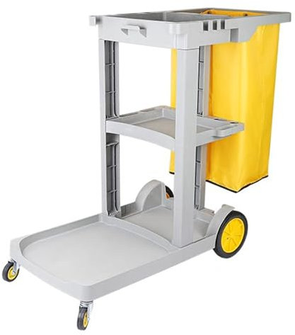 Reinigungswagen Stand Steady 3-Regal-Universal-Schiebewagen, Reinigungswagen mit Rädern, Max. Belastung 330 Pfund, abnehmbar(Gray-)